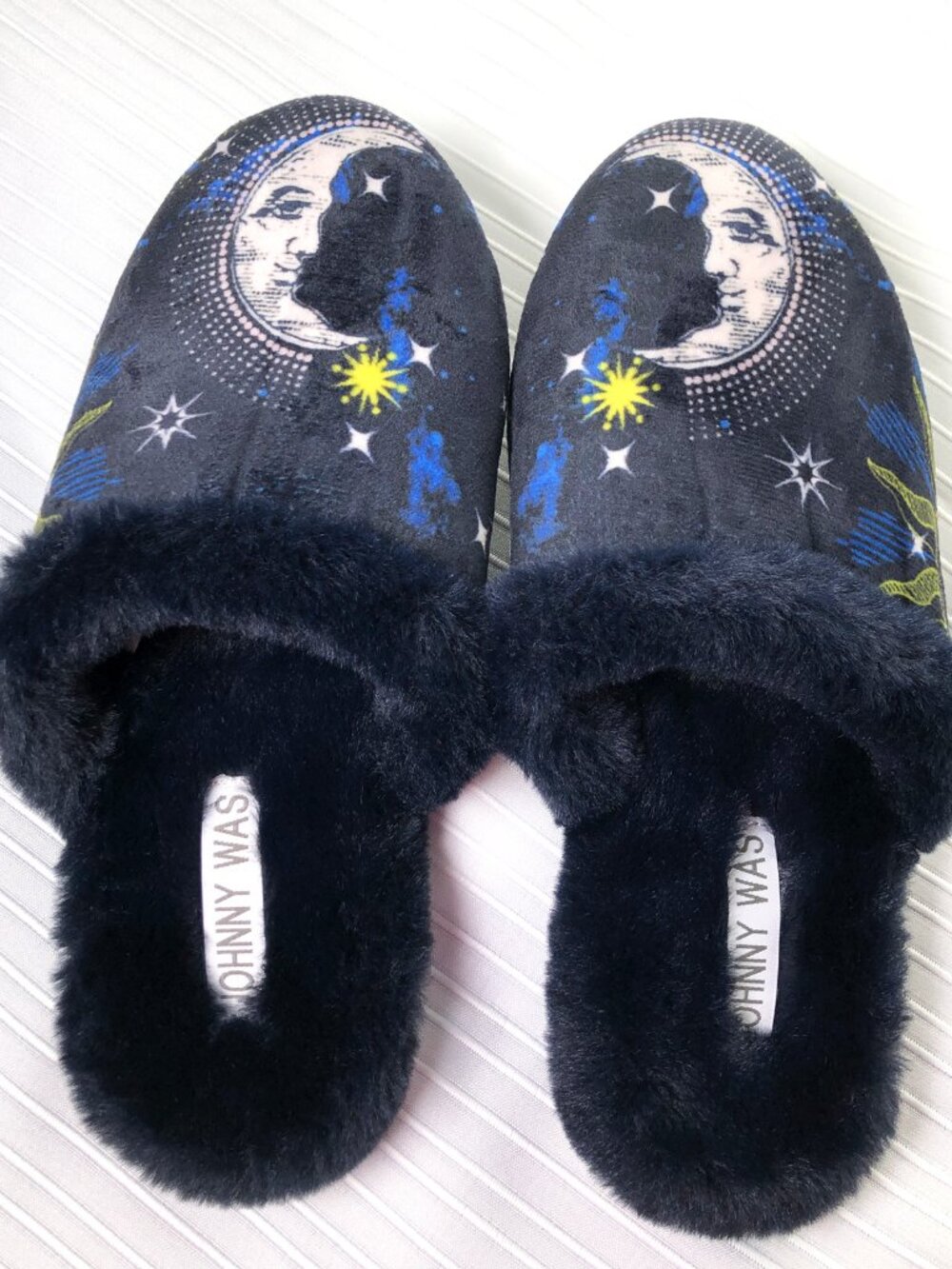 BRAND NEW Johnny Was Celestial Mule Slippers Sz 8 New Navy Moon Stars Embroidery - Picture 6 of 7